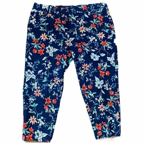 Rod & Ali Signature Fit Blue Floral Print Ankle Pants 16W - Picture 2 of 6